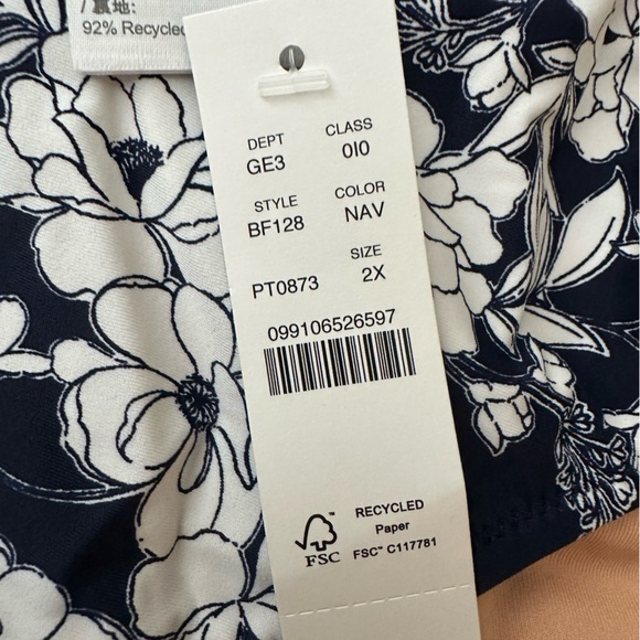 J.Crew Hipster Curved-Waist Cheeky Bikini Bottom in Magnolia Floral Navy Size 2X - Picture 4 of 8